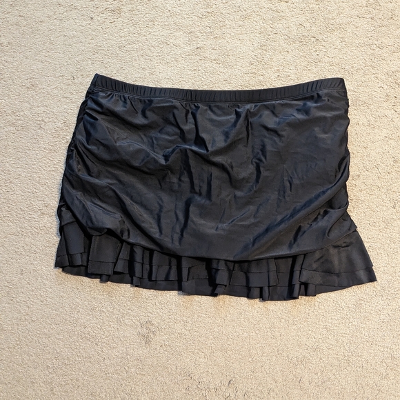 Black Ruffle High Waisted Bathing Suit Skirt - Picture 2 of 3